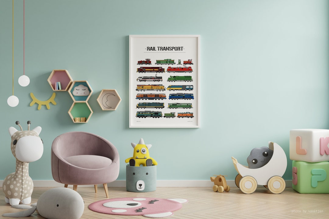 Cargo Train, Diesel Train, Steam Train Print, Train Nursery Decor, Rail ...