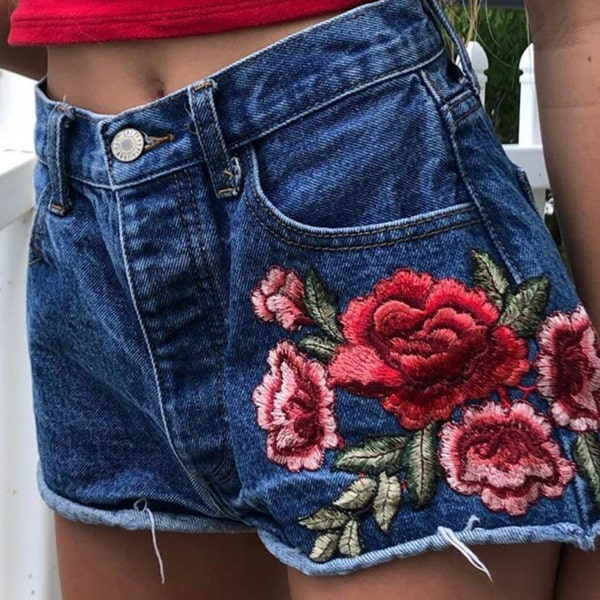 Roses Denim Cutoff Shorts