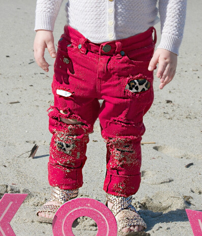 Distressed Denim With Fabric Patches - Etsy