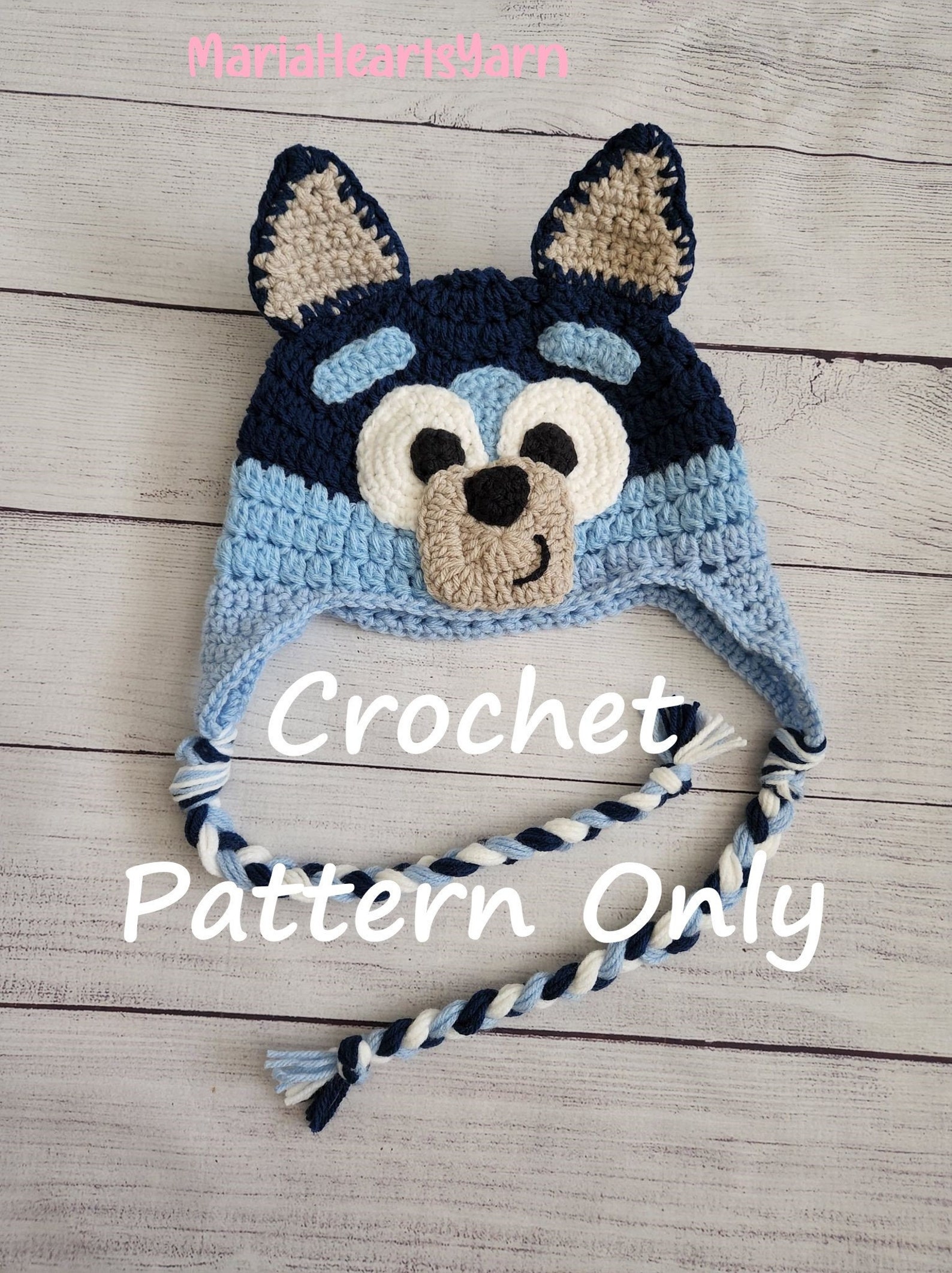 Bluey PATTERN ONLY Hat Crochet 12 Year and 36 Year Hat Etsy