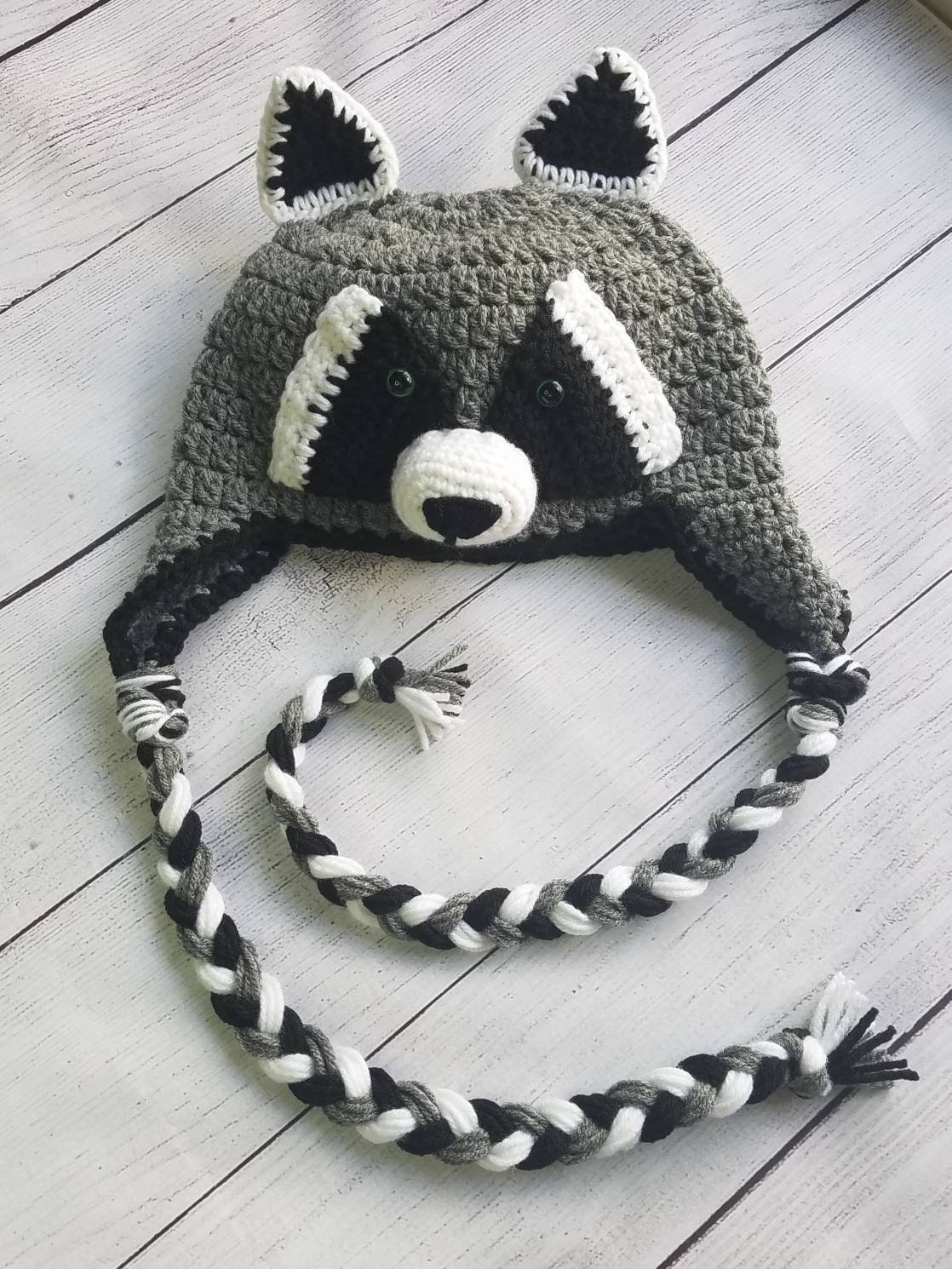 Crochet Raccoon Hat Etsy