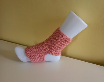 Yoga Socks Hand Crocheted in Pale Pink Acrylic Yarn