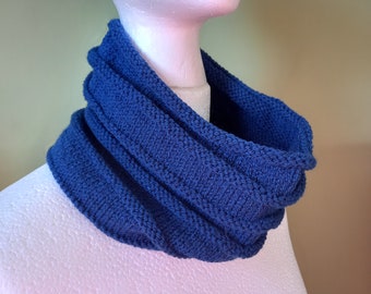 Super Stylish Lightweight Cowl / Snood Hand Knitted in Royal Blue Acrylic Yarn