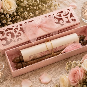 Boîte porte-invitation de mariage personnalisée découpée au laser, format parchemin, carte de présentation de luxe