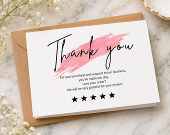 Personalized Business Thank You Cards, Custom Packaging Inserts, Customer Appreciation (Includes Envelopes)