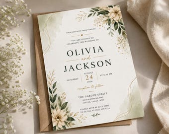Custom Wedding Invitation Card | Boho Beige invite Personalized suite