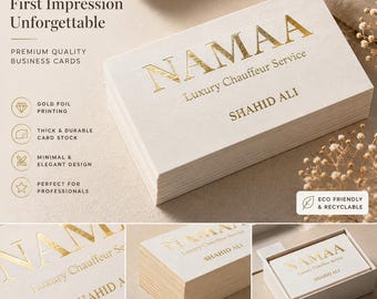 Custom Gold Foil Business Cards, Premium White Business Cards, Elegant Foil Business Cards, Professional Calling Cards