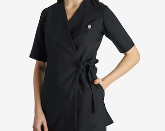 Medical scrub shirt for women apparel for doctor dentist midwife uniform with pocket for nurses gown student clothing set jacket top scrubs