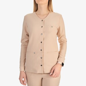 Medical scrub jacket for women apparel for doctor dentist midwife uniform with pocket for nurses gown student clothing set bottoms scrubs