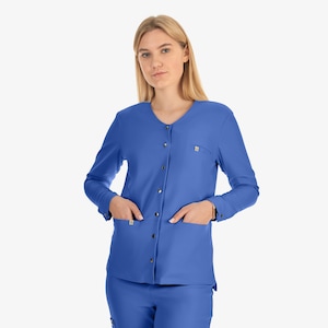 Medical scrub jacket for women apparel for doctor dentist midwife uniform with pocket for nurses gown student clothing set bottoms scrubs