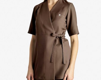 Camisa médica para mujer, ropa para médico, dentista, partera, uniforme con bolsillo para enfermeras, bata, ropa para estudiantes, conjunto de chaqueta, top, uniforme médico