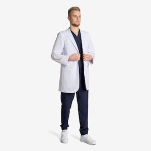White Lab Coat for men, Doctor Dentist Surgeon Pharmacist Therapist, Medical Uniform, Classic Lab Coat, Minimal shrinkage guaranteed