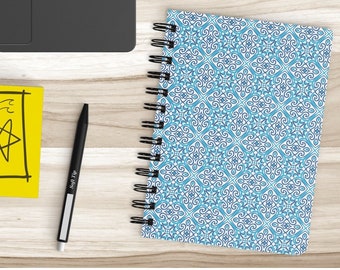 Italian Tile, Notebook, spiral-bound notebook, journaling, hand-drawn pattern