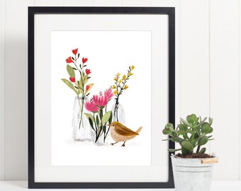 Glass Vase #4 Spark, Watercolor Giclee Print, wall decor