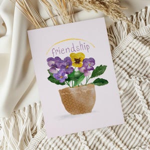 Violettes aquarelles - amitié - amis - carte de voeux de collègue - carte de bien-être - célébration de tous les jours - peinture originale - carte vierge