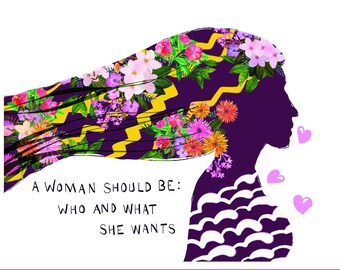 Powerful Woman Sticker: Floral Empowerment Art (4x3 inch)