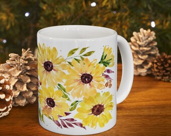 Sunflowers watercolor painting Ceramic Mug 11oz