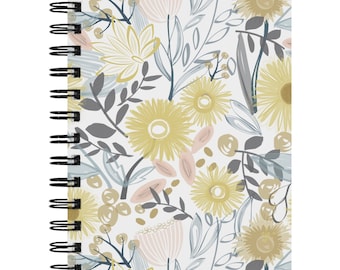 Lovely Wildflowers on a Spiralbound notebook for Journaling, Hand-drawn art flowers