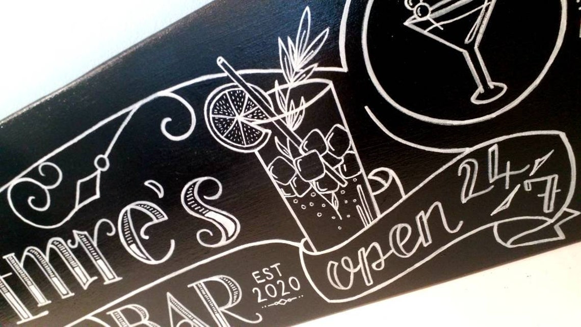 Bar Sign Bar Chalkboard Kitchen Chalk board Housewarming Etsy