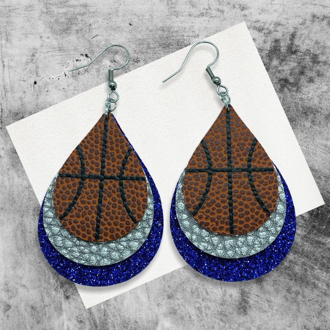 Basketball Earrings Faux Leather Customizable Team Colors Etsy