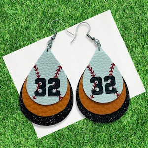 baseball heart earrings school spirit earrings Baseball Teardrop Earrings custom colors