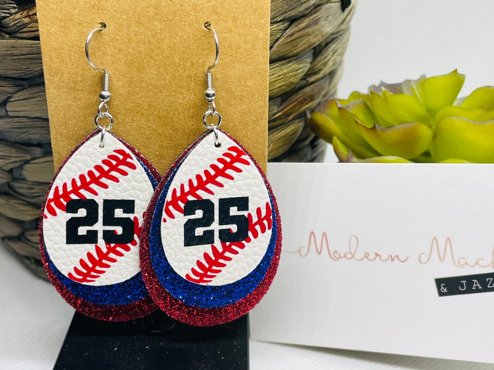 Baseball Earrings Faux Leather Customizable Team Colors Etsy