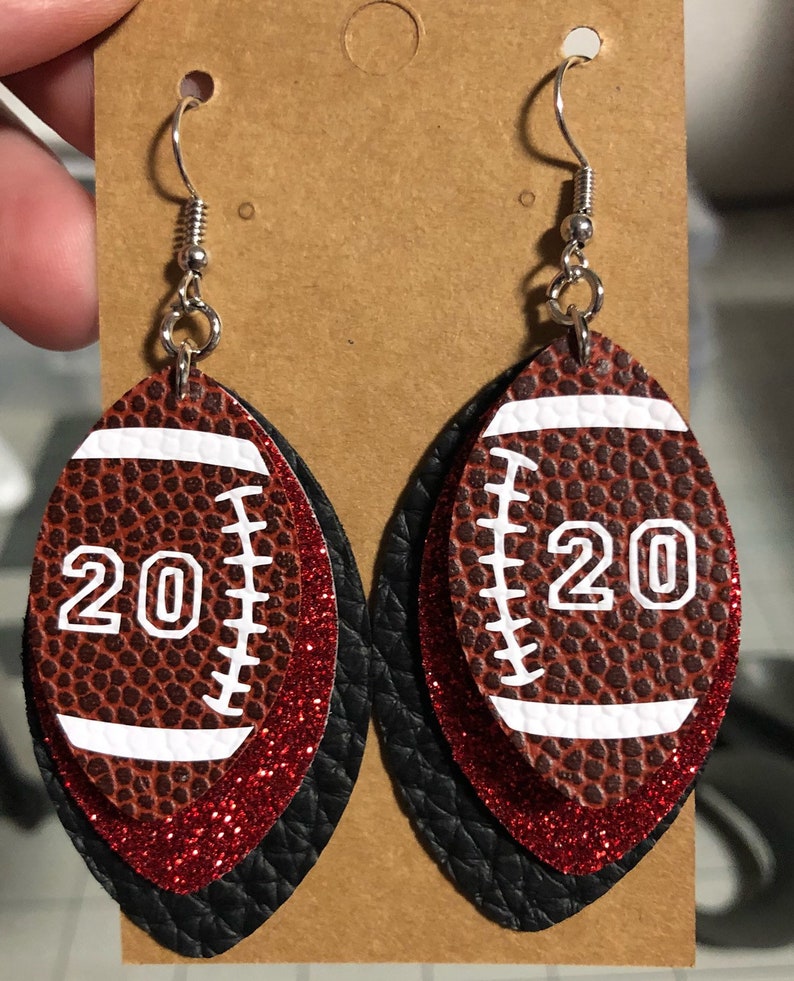 Football Faux Leather Earrings Customizable Team Colors Etsy
