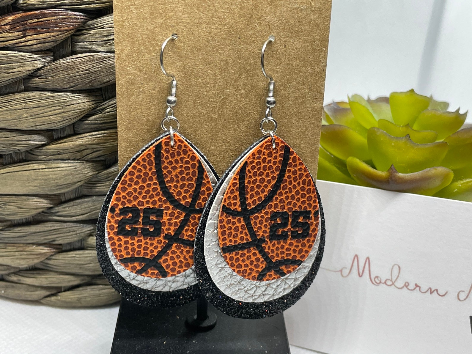 Basketball Earring Custom Team Colors Faux Leather Add Etsy New Zealand