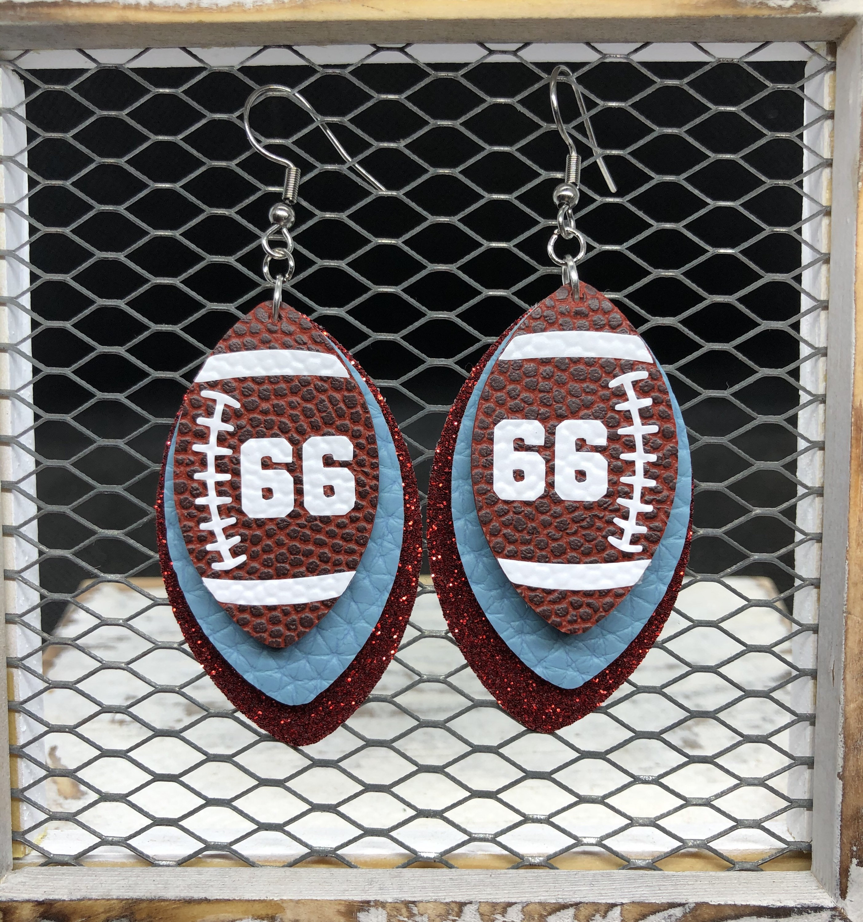 Football Earrings Faux Leather Customizable Team Colors Etsy UK