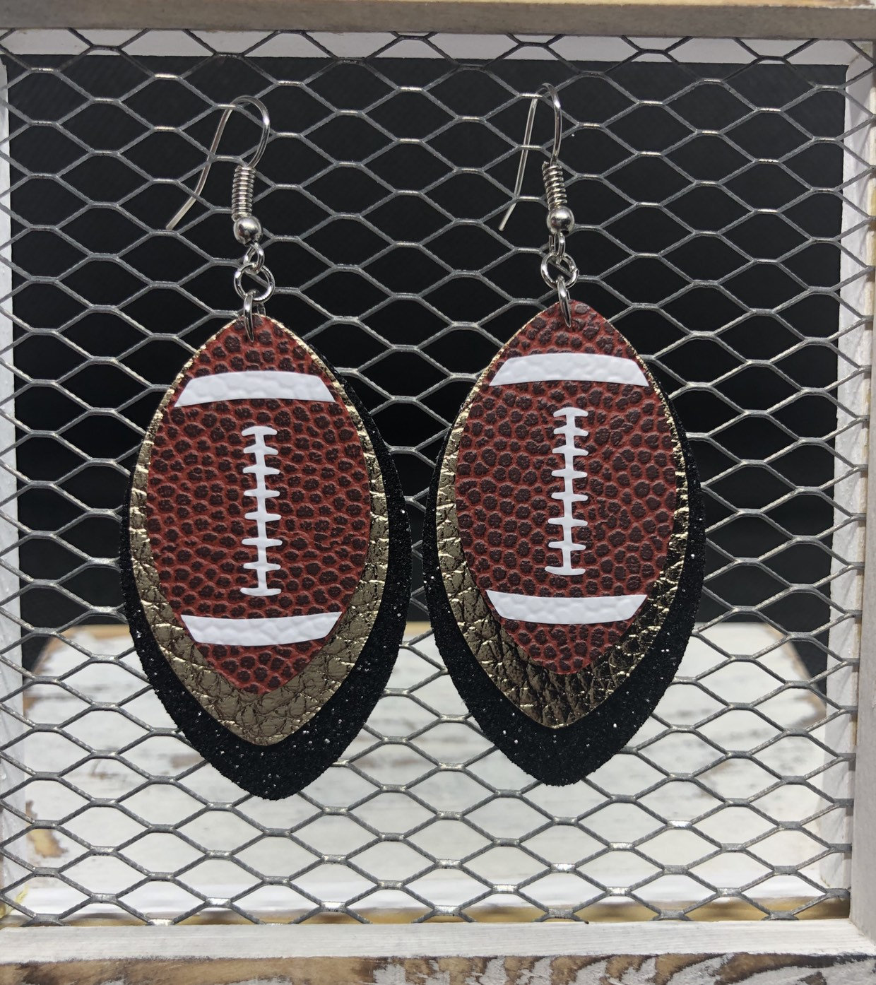 Football Earrings Faux Leather Custom Team Colors Add Etsy