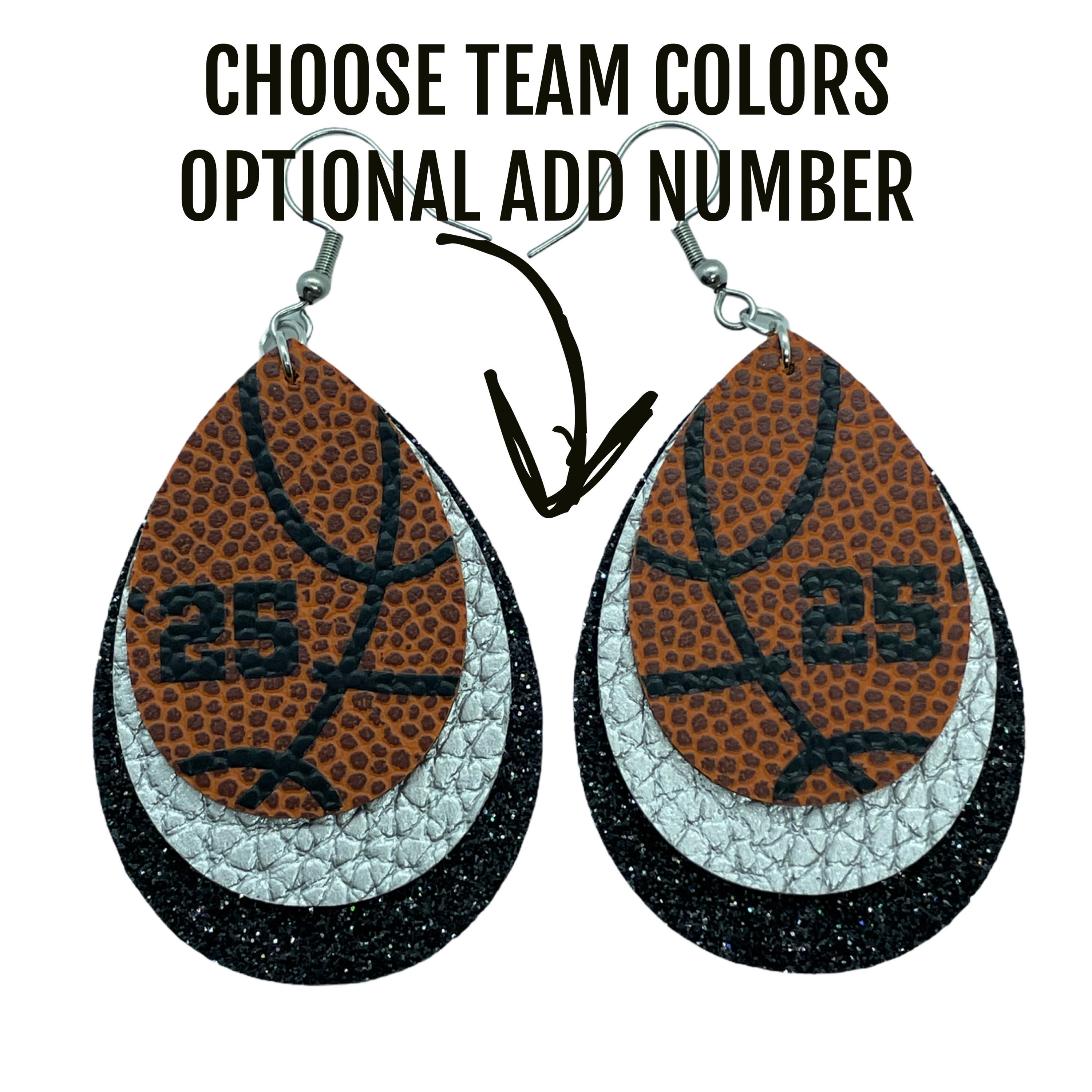 Basketball Earring Custom Team Colors Faux Leather Add Etsy