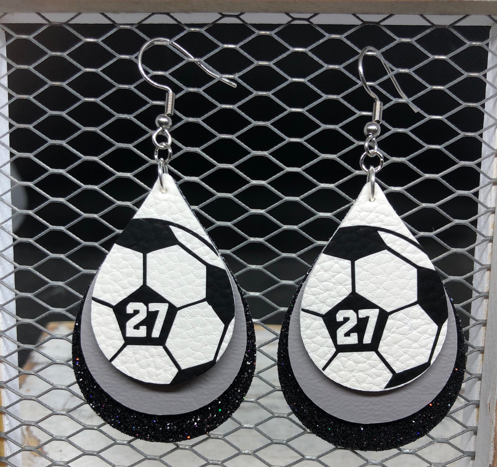Soccer Earrings Soccer Ball Earrings Faux Leather Custom Etsy