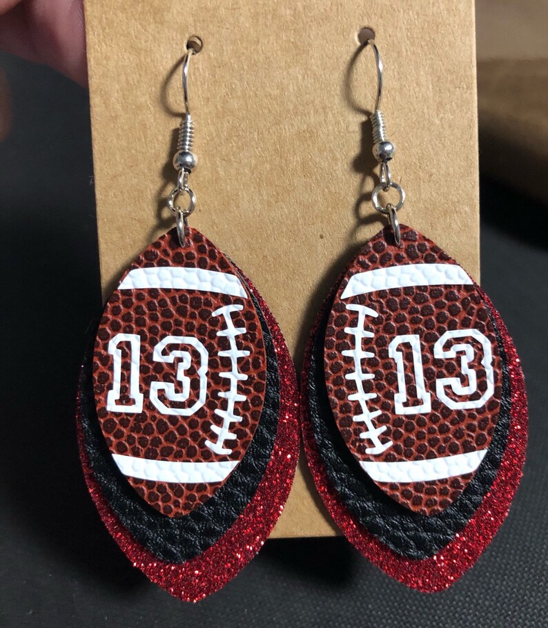 Football Faux Leather Earrings Customizable Team Colors Etsy
