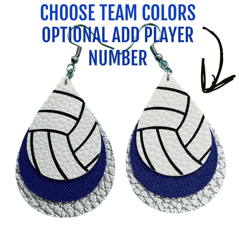 Volleyball Earrings Faux Leather Custom Team Colors Etsy