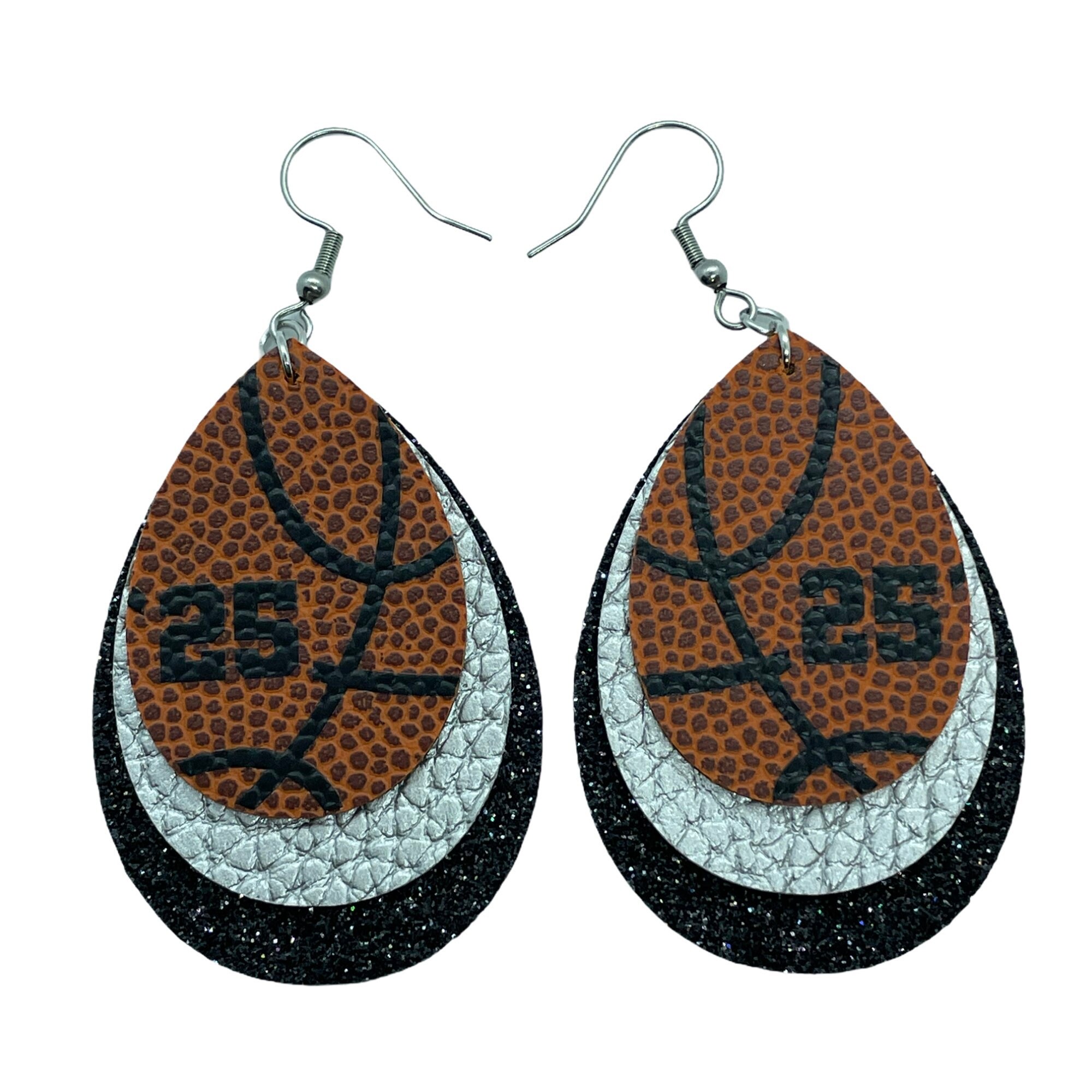 Basketball Earring Custom Team Colors Faux Leather Add | Etsy