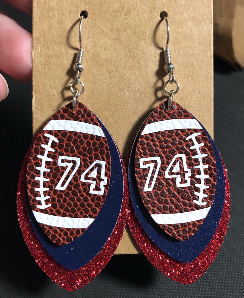 Football Earrings Faux Leather Customizable Team Colors Etsy