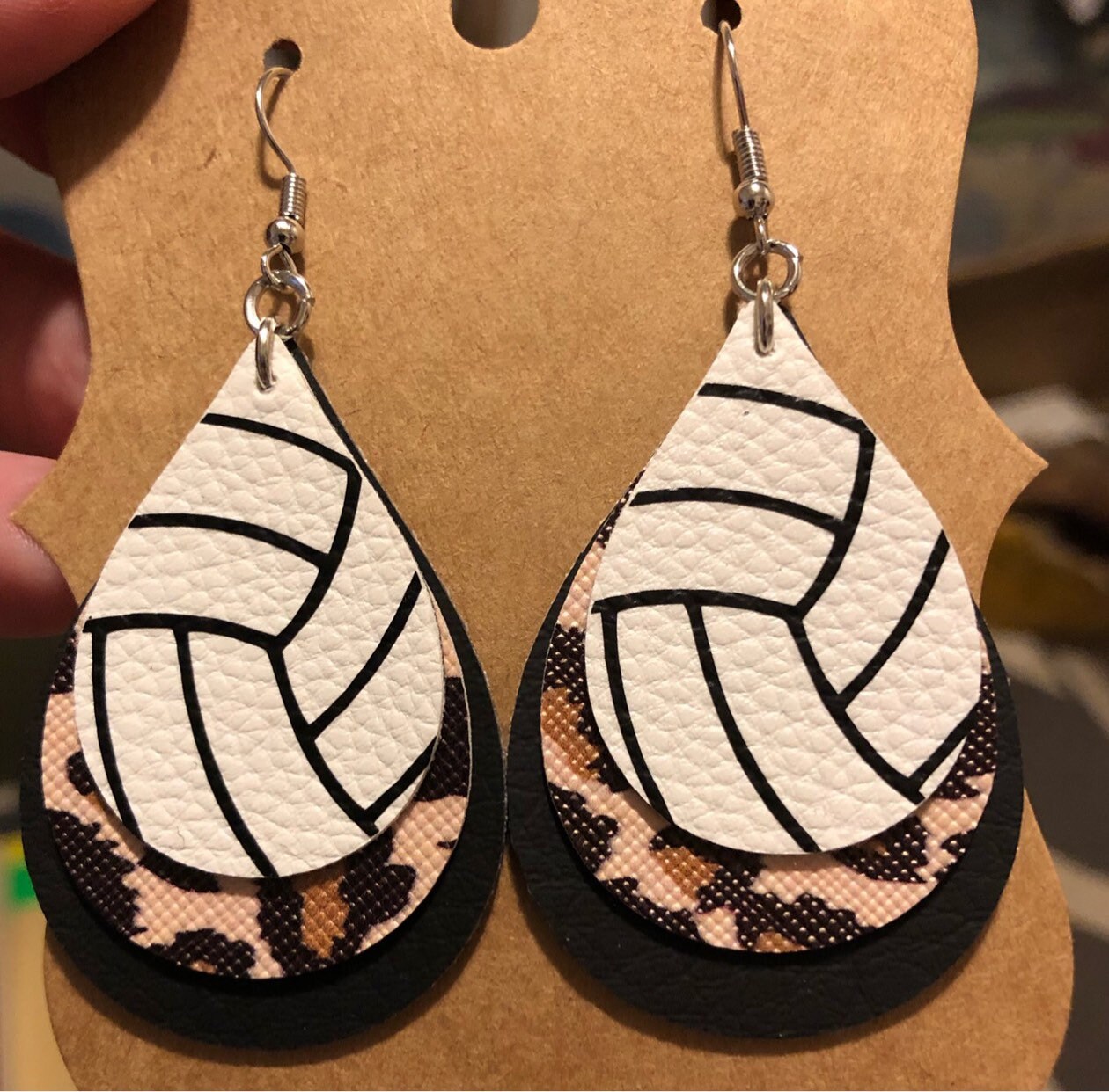 Volleyball Earrings Faux Leather Custom Team Colors Etsy