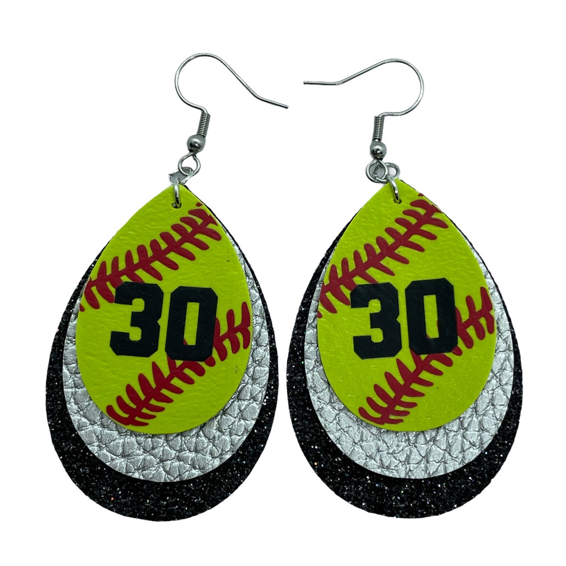 Softball Earrings Custom Team Colors Faux Leather Add Etsy