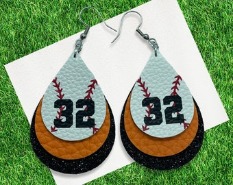 Made To Order Baseball Custom Team Color Faux Leather Earring School Spirit Mom Personalized Choose Your Team Color Combination