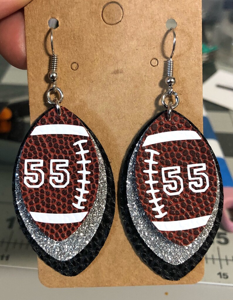Football Faux Leather Earrings Customizable Team Colors Etsy
