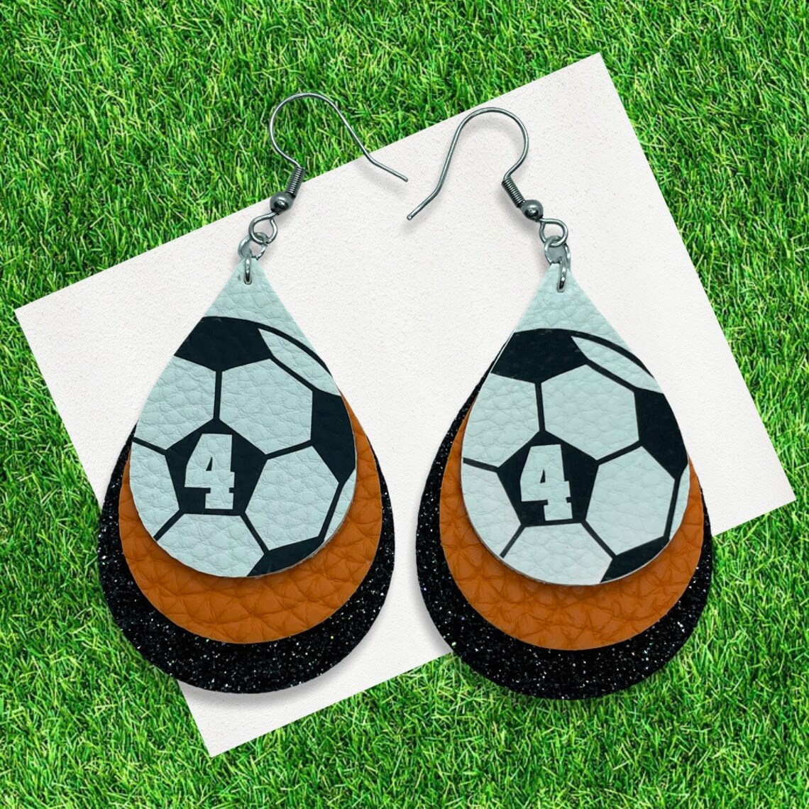 Soccer Earrings Soccer Ball Earrings Faux Leather Custom Etsy