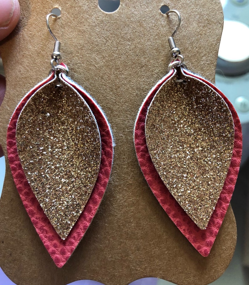 Pinch Top Dangle Faux Leather Earrings Custom Order Etsy