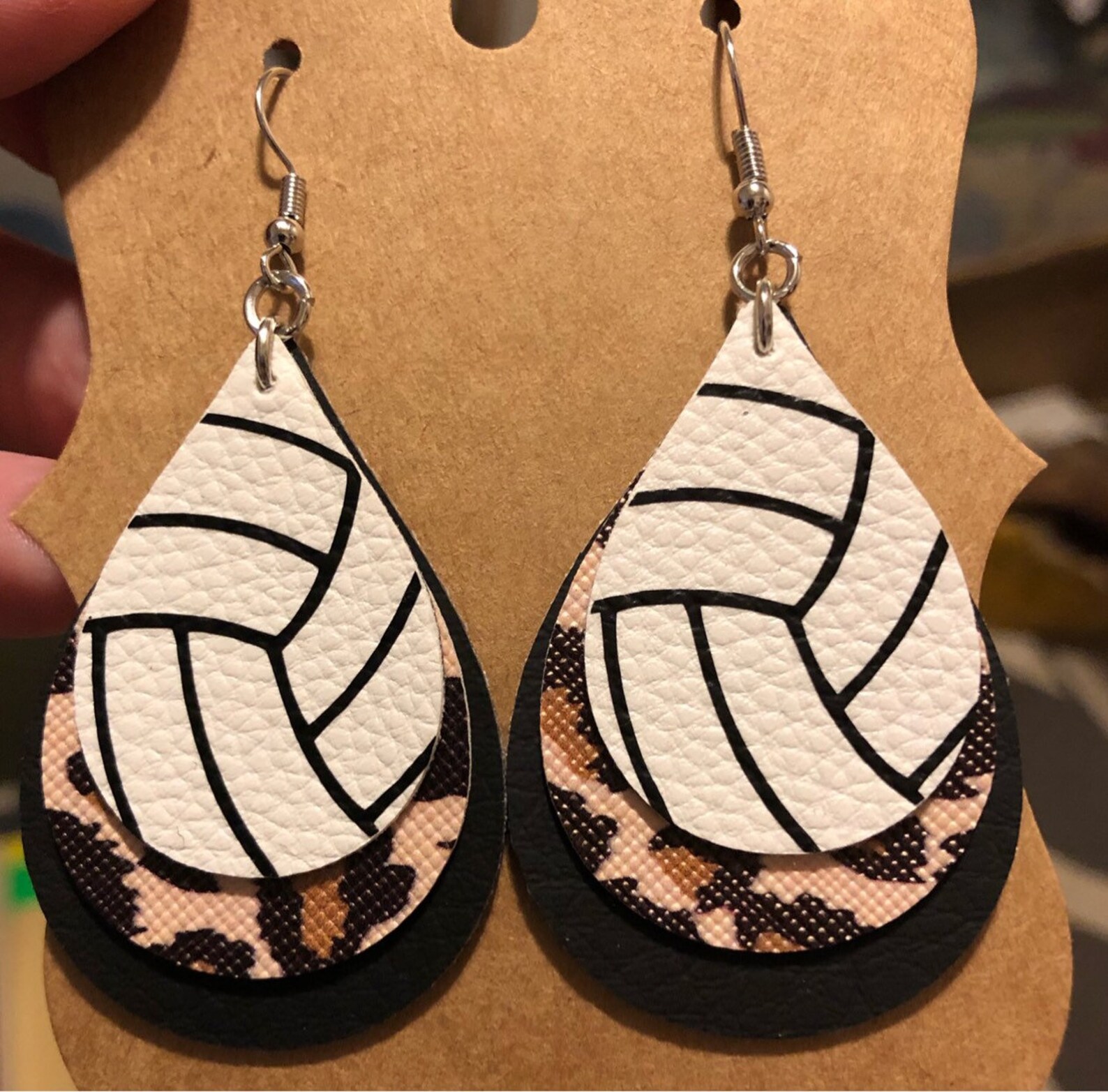 Volleyball Faux Leather Earrings Customized Team Colors Etsy