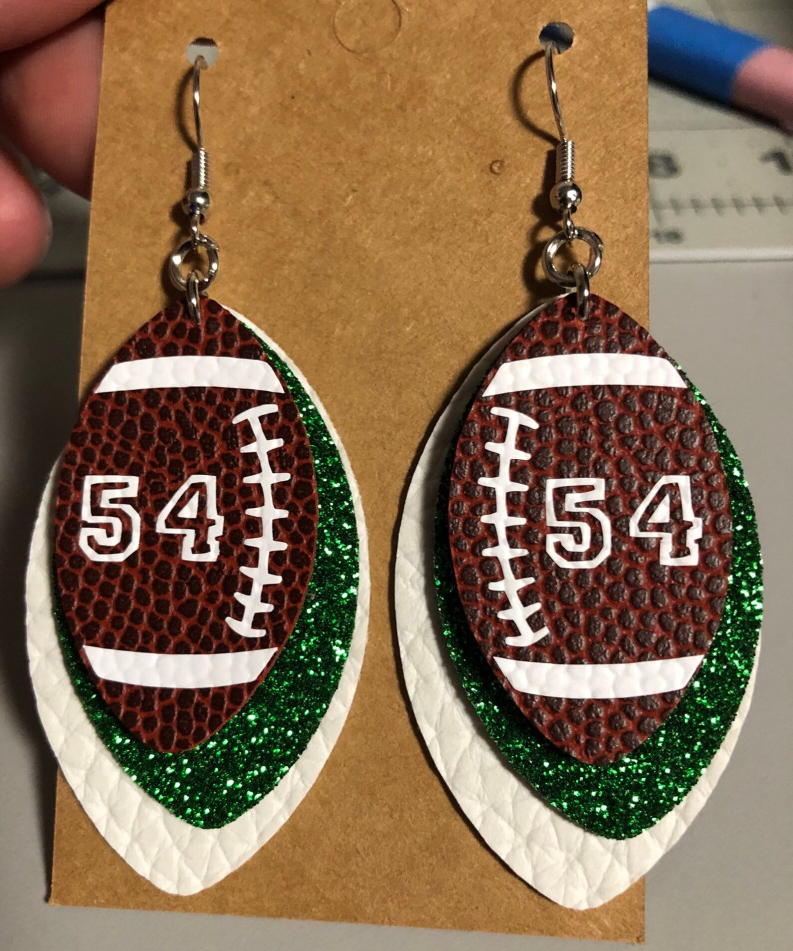 Football Faux Leather Earrings Customizable Team Colors Etsy