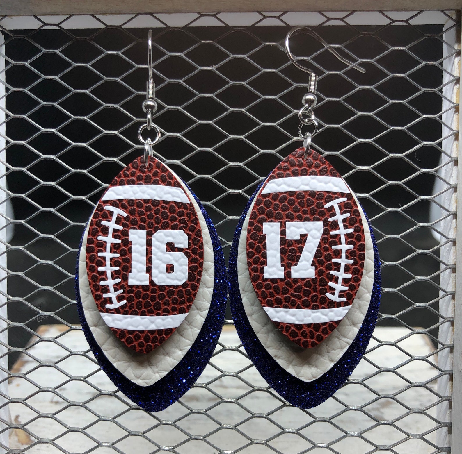 Football Earrings Faux Leather Customizable Team Colors Etsy