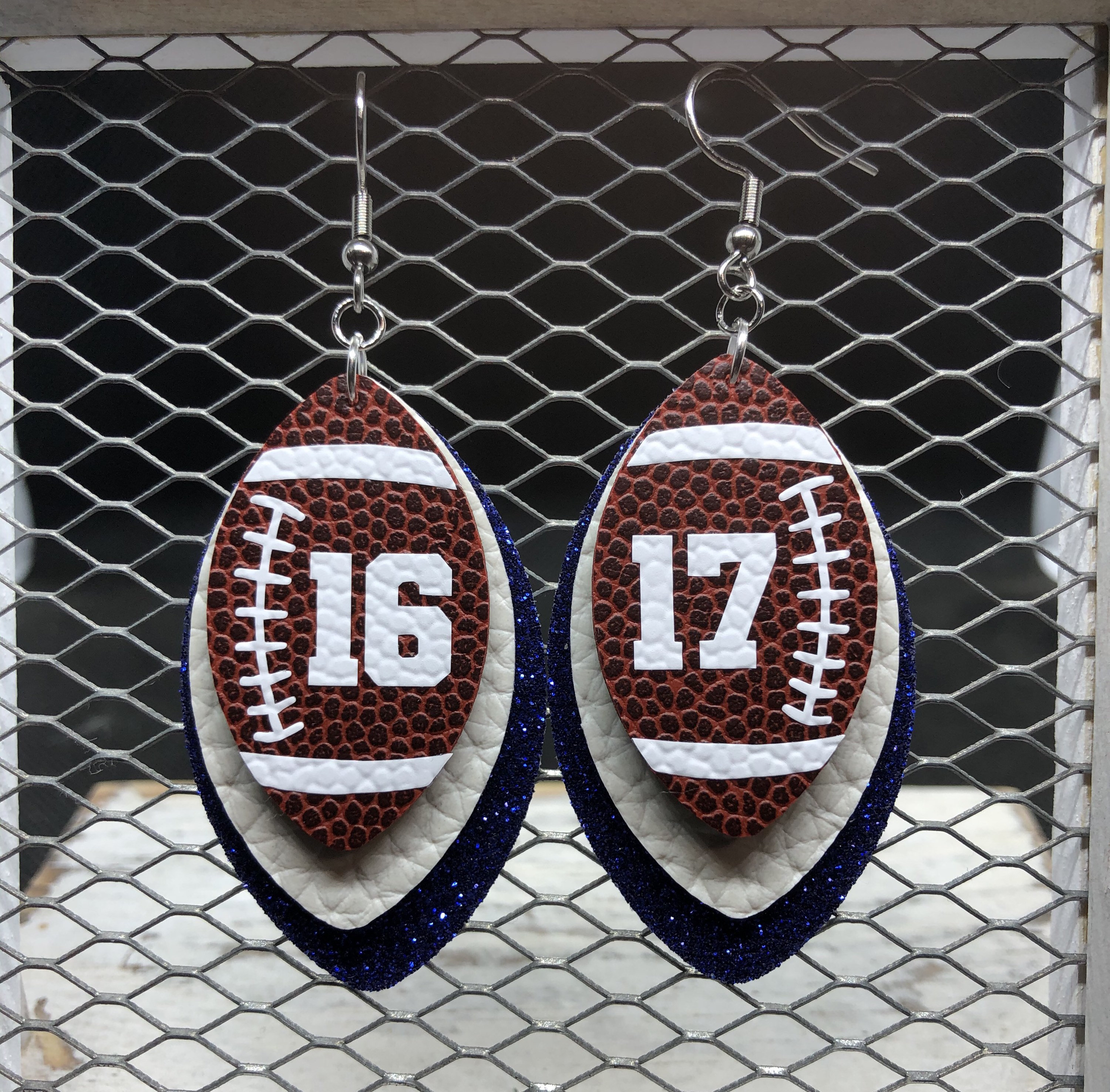 Football Earrings Faux Leather Customizable Team Colors Etsy UK