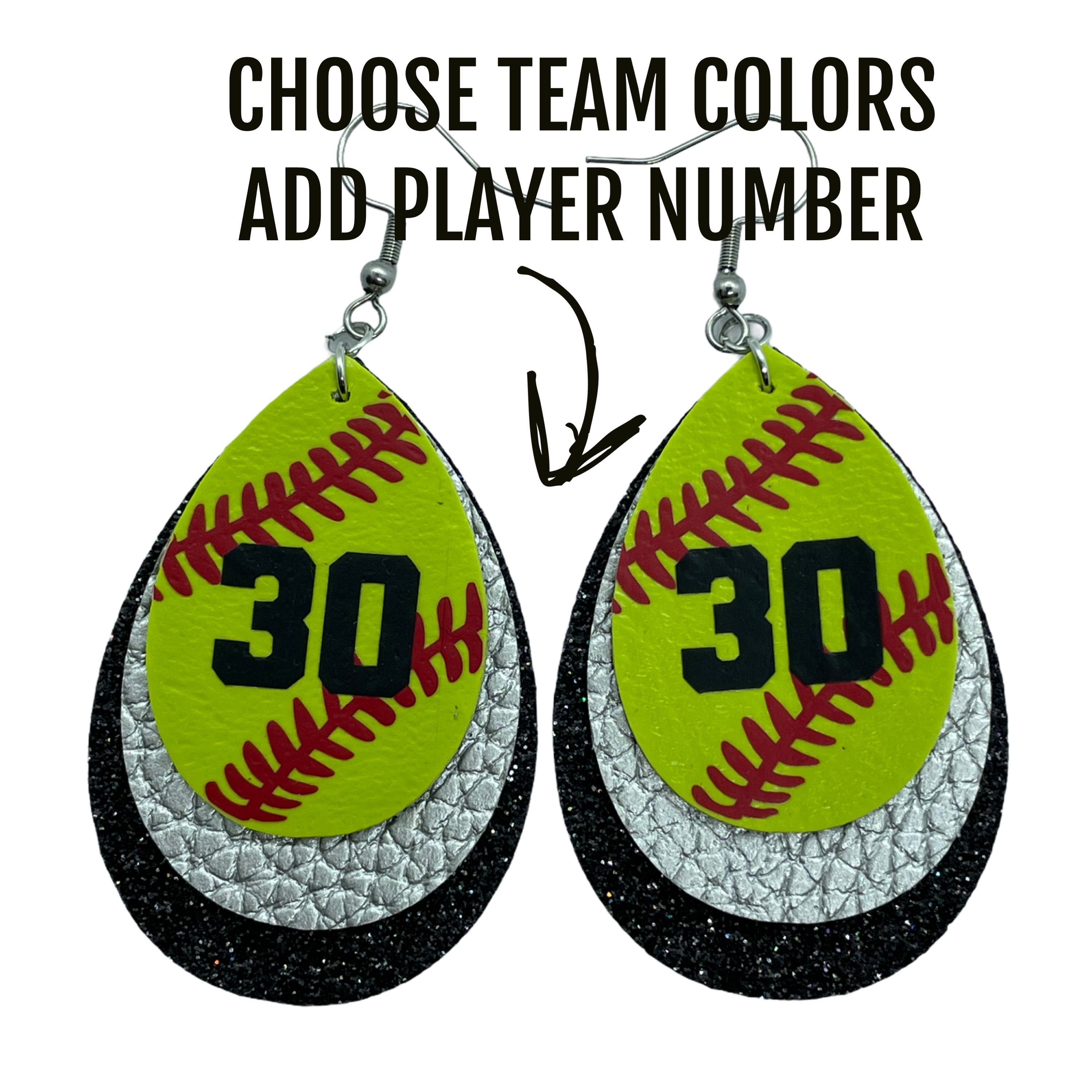 Softball Earrings Custom Team Colors Faux Leather Add Etsy 日本