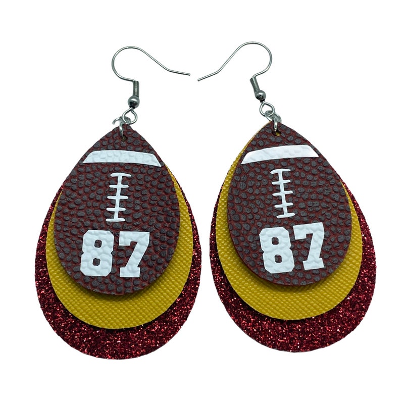 Football Earrings Faux Leather Custom Team Colors With Etsy