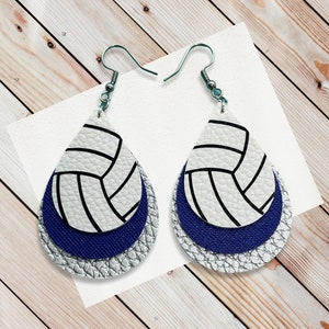 Volleyball Faux Leather Earrings | Customizable Team Colors | Add Number | Personalized | Made To Order | Jewelry | Accessory | Gift