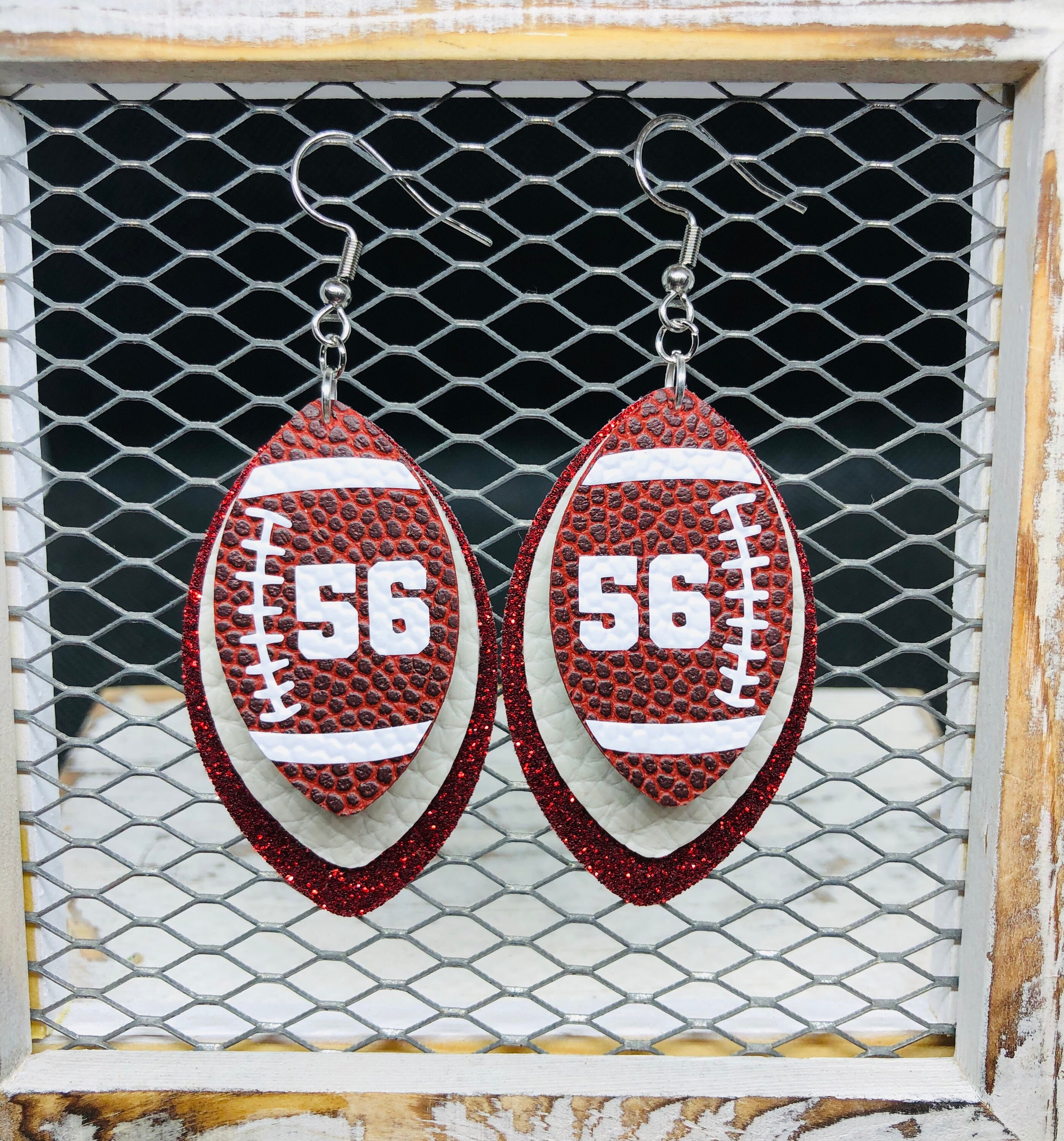 Football Earrings Faux Leather Customizable Team Colors Etsy UK